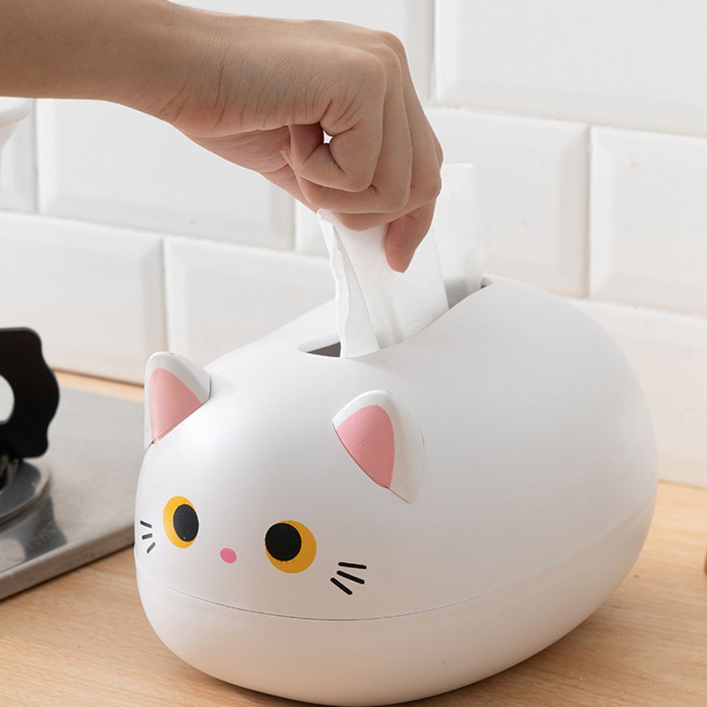 Cartoon Cat Tissue Box Desktop Paper Napkin Storage Box Paper Container Home Decoration - view 8