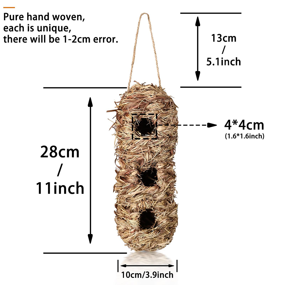 Hand Woven Hummingbird Houses Peanut Shape Natural Bird Nest Hut Straw Bird Nest Handmade Hanging Bird Hut for Window Home Garden - view 2