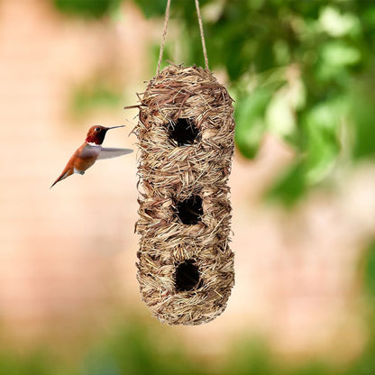 Hand Woven Hummingbird Houses Peanut Shape Natural Bird Nest Hut Straw Bird Nest Handmade Hanging Bird Hut for Window Home Garden - view 5