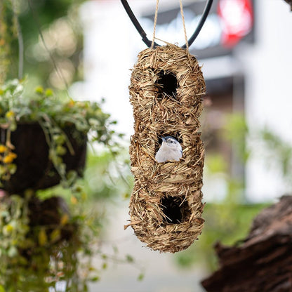 Hand Woven Hummingbird Houses Peanut Shape Natural Bird Nest Hut Straw Bird Nest Handmade Hanging Bird Hut for Window Home Garden - view 6
