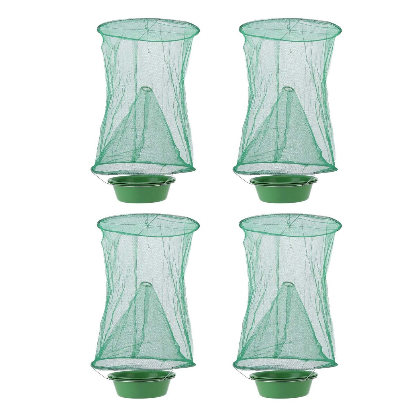 4pcs Outdoor Fly Trap Reusable Hanging Fly Trap Cage Net with Bait Tray for Garden Farm Orchard - view 2