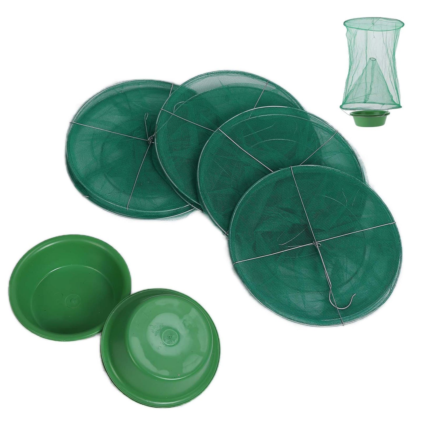 4pcs Outdoor Fly Trap Reusable Hanging Fly Trap Cage Net with Bait Tray for Garden Farm Orchard - view 6