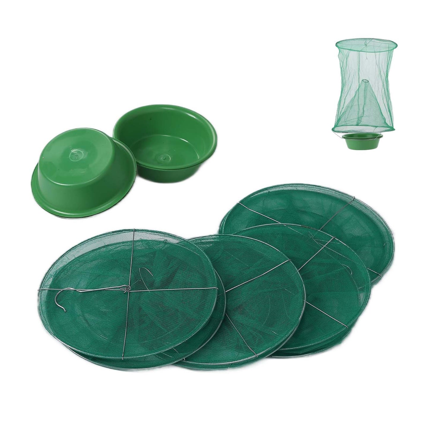 4pcs Outdoor Fly Trap Reusable Hanging Fly Trap Cage Net with Bait Tray for Garden Farm Orchard - view 7