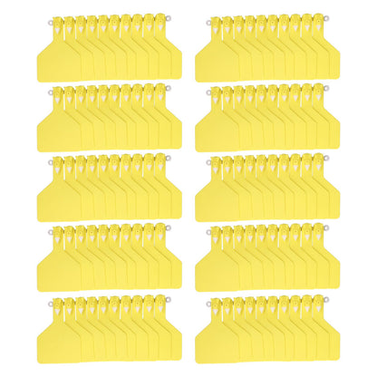 100Pcs Plastic Integrated Ear Tag Kit Livestock Farm Ear Label Tag for Cow Cattle Identification Yellow