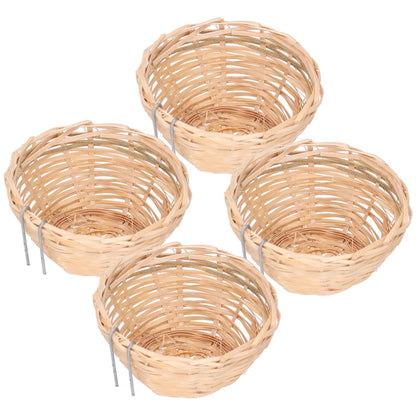4pcs Bamboo Bird Nest Handmade Weaving Breeding Resting Bird House with Hook for Parrots Canary - view 5