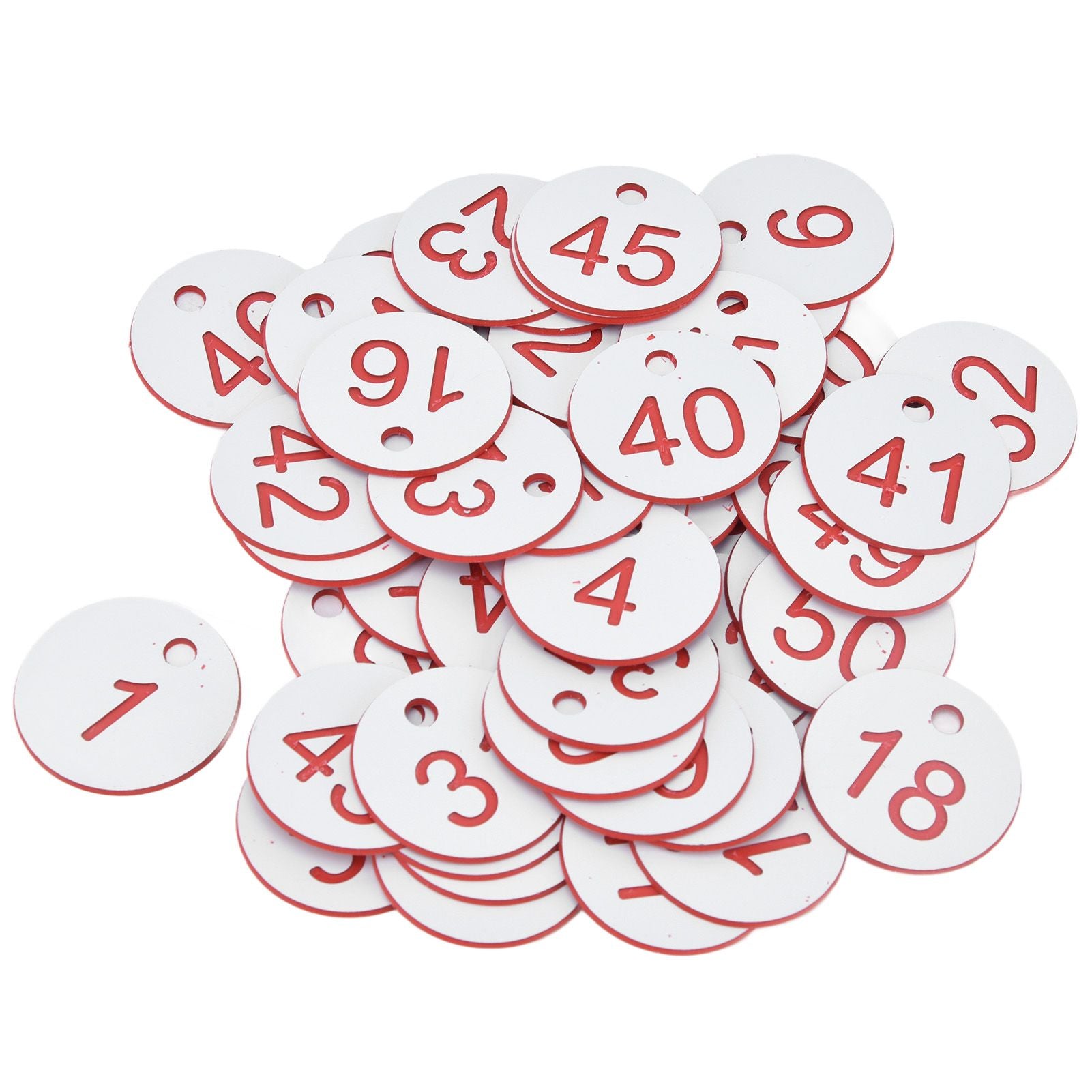 50Pcs Beehive Tag ABS Round Numbered Sign Labels with Hole Livestock Beekeeping Supplies White 1-50