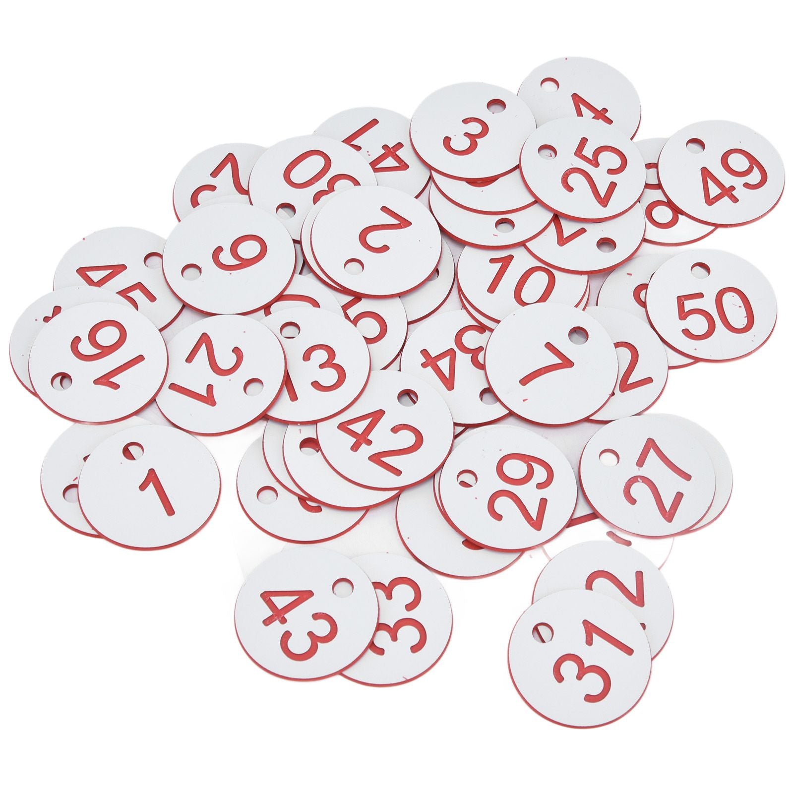50Pcs Beehive Tag ABS Round Numbered Sign Labels with Hole Livestock Beekeeping Supplies White 1-50 - view 2