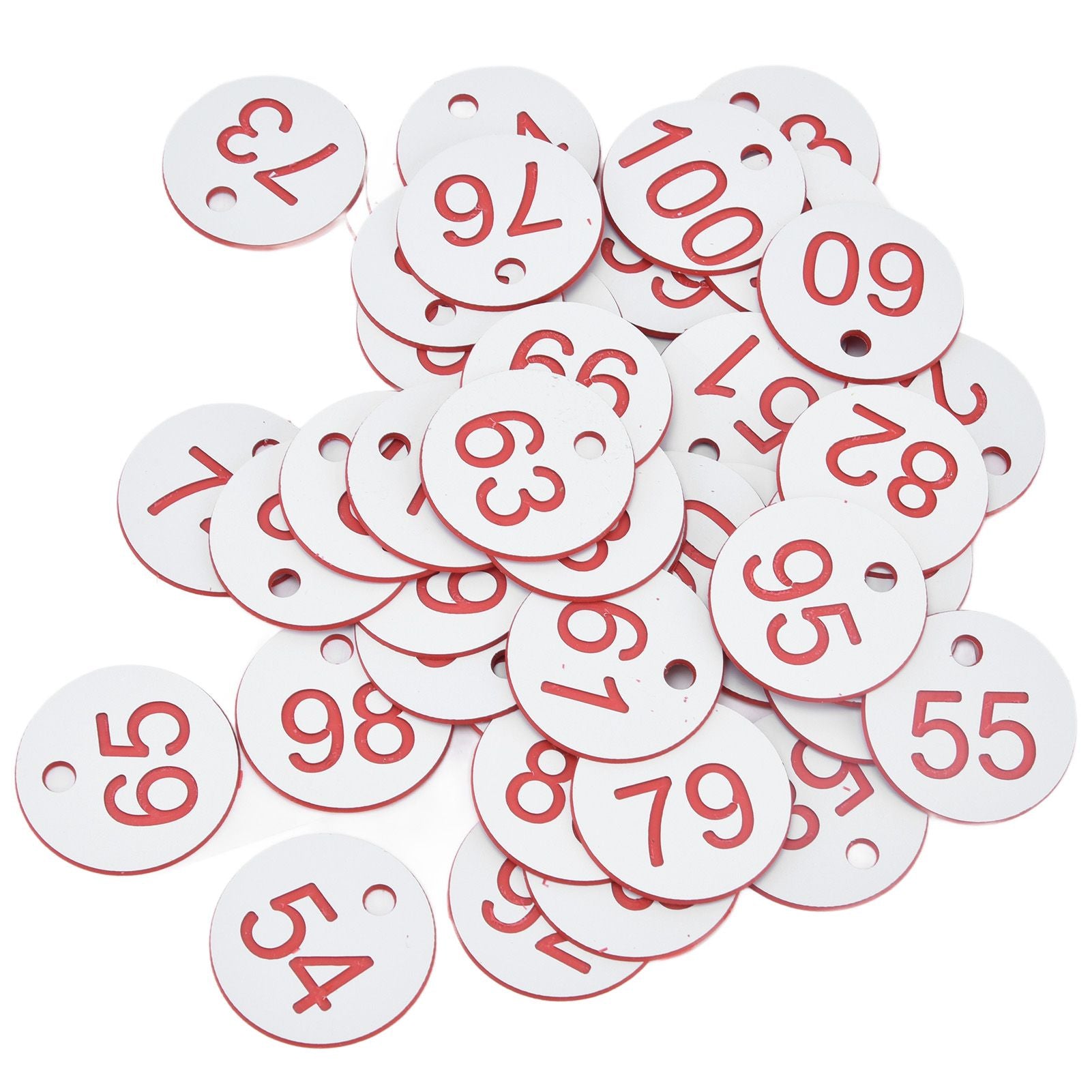 50Pcs Beehive Tag ABS Round Numbered Sign Labels with Hole Livestock Beekeeping Supplies White 51-100