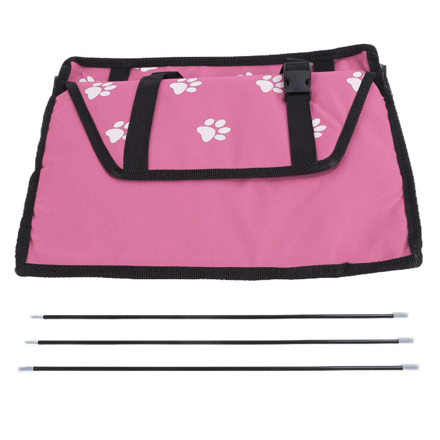 Bear Paw Pattern Pet Carrier Cage Washable Pet Car Travel Safety Seat with Support RodPink - view 3