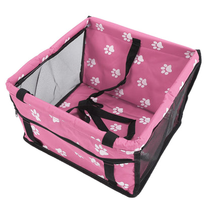 Bear Paw Pattern Pet Carrier Cage Washable Pet Car Travel Safety Seat with Support RodPink - view 4