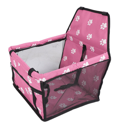 Bear Paw Pattern Pet Carrier Cage Washable Pet Car Travel Safety Seat with Support RodPink - view 5