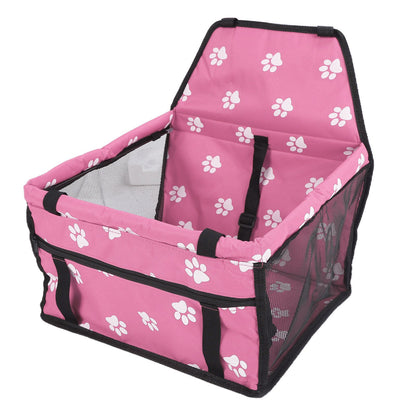 Bear Paw Pattern Pet Carrier Cage Washable Pet Car Travel Safety Seat with Support RodPink - view 9