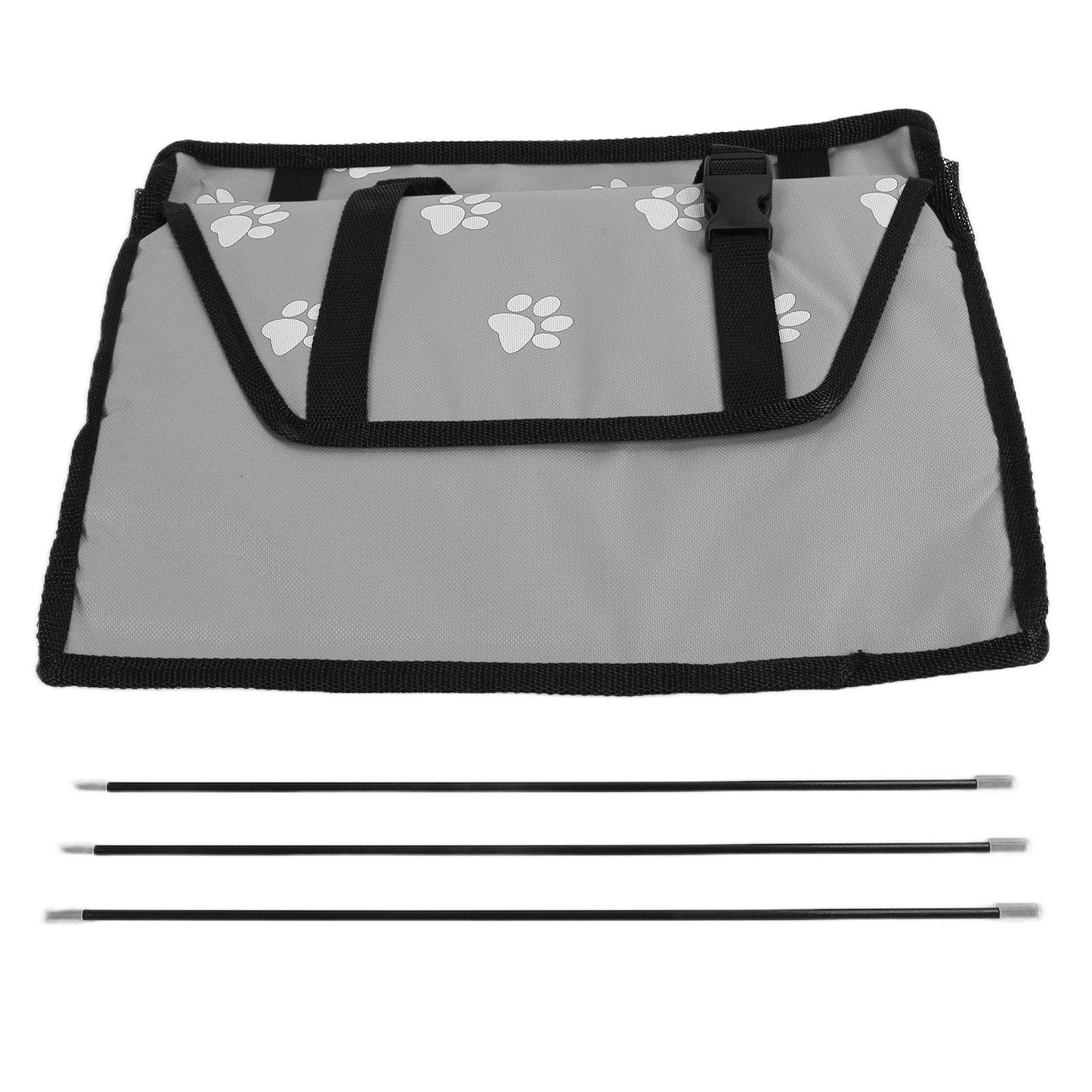 Bear Paw Pattern Pet Carrier Cage Washable Pet Car Travel Safety Seat with Support RodGray - view 3