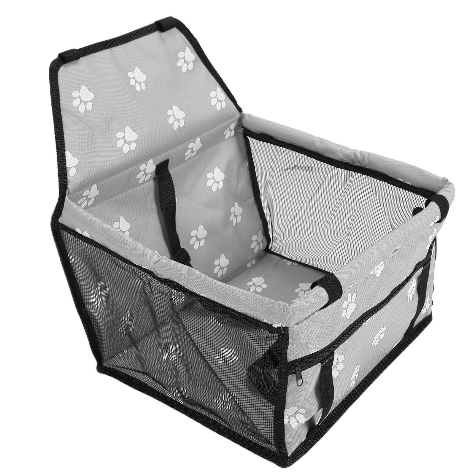 Bear Paw Pattern Pet Carrier Cage Washable Pet Car Travel Safety Seat with Support RodGray - view 6