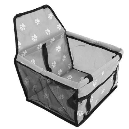 Bear Paw Pattern Pet Carrier Cage Washable Pet Car Travel Safety Seat with Support RodGray - view 6
