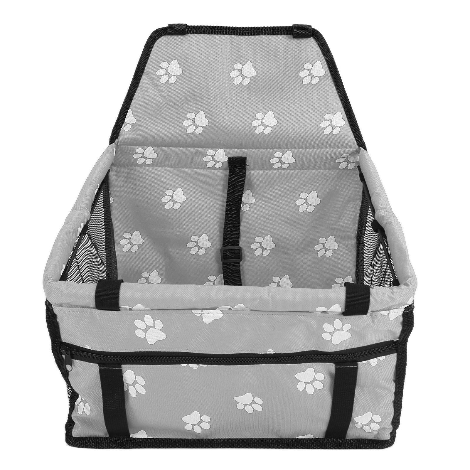 Bear Paw Pattern Pet Carrier Cage Washable Pet Car Travel Safety Seat with Support RodGray - view 8