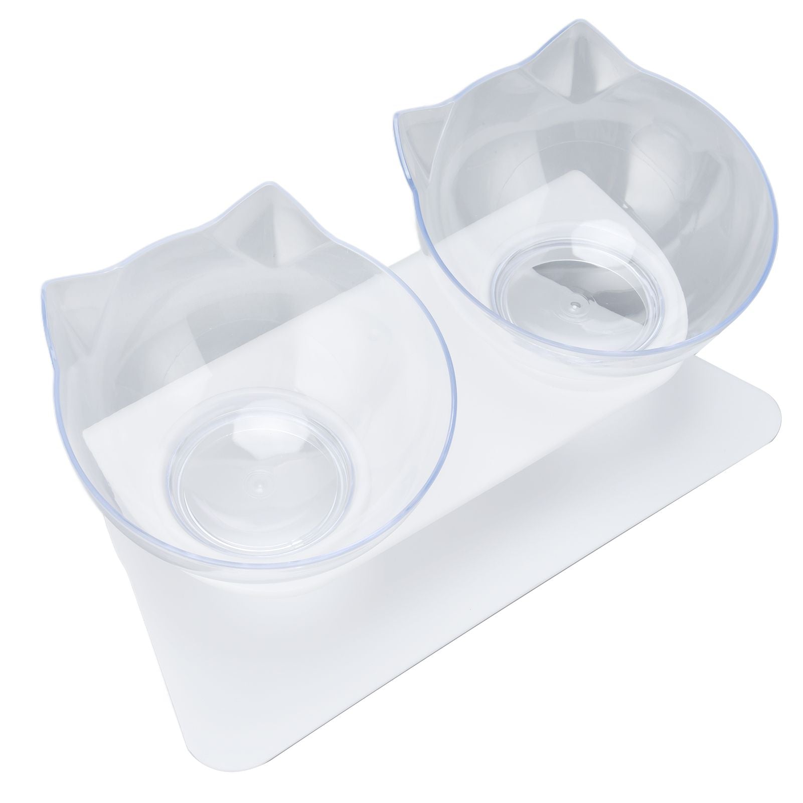 15° Inclined Cat Double Bowl Neck Guard Pet Feeding Bowl for Home Pet Shop Living Room(White Base Transparent Bowl) - view 7
