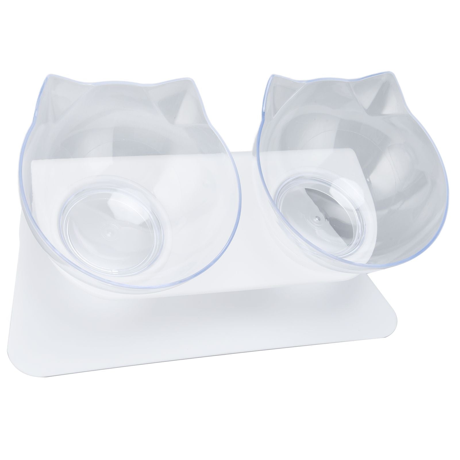 15° Inclined Cat Double Bowl Neck Guard Pet Feeding Bowl for Home Pet Shop Living Room(White Base Transparent Bowl) - view 8