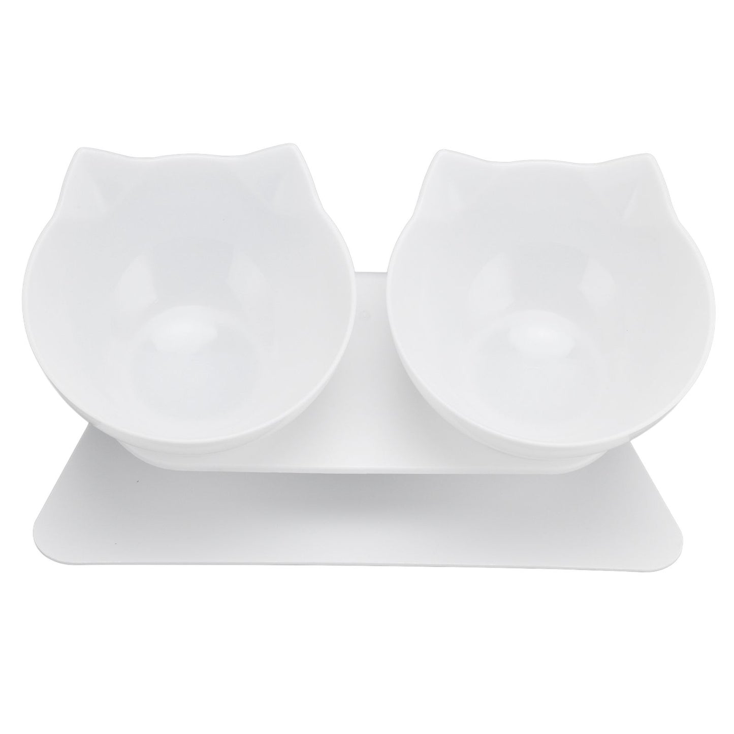 15° Inclined Cat Double Bowl Neck Guard Pet Feeding Bowl for Home Pet Shop Living Room(White Base White Bowl) - view 2