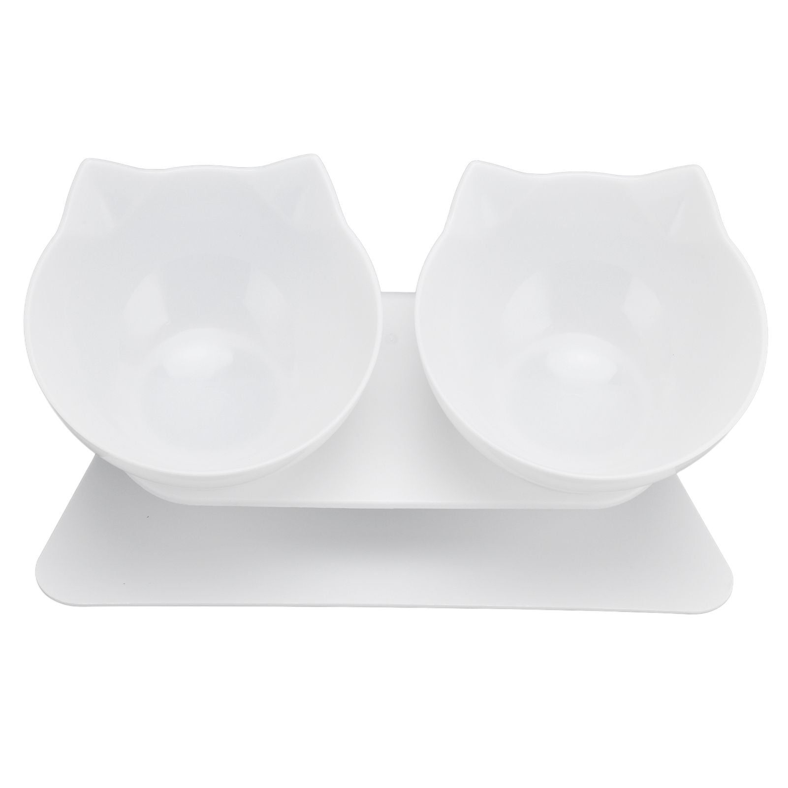 15° Inclined Cat Double Bowl Neck Guard Pet Feeding Bowl for Home Pet Shop Living Room(White Base White Bowl) - view 2