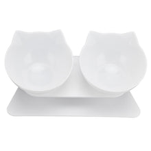 15° Inclined Cat Double Bowl Neck Guard Pet Feeding Bowl for Home Pet Shop Living Room(White Base White Bowl) - view 2