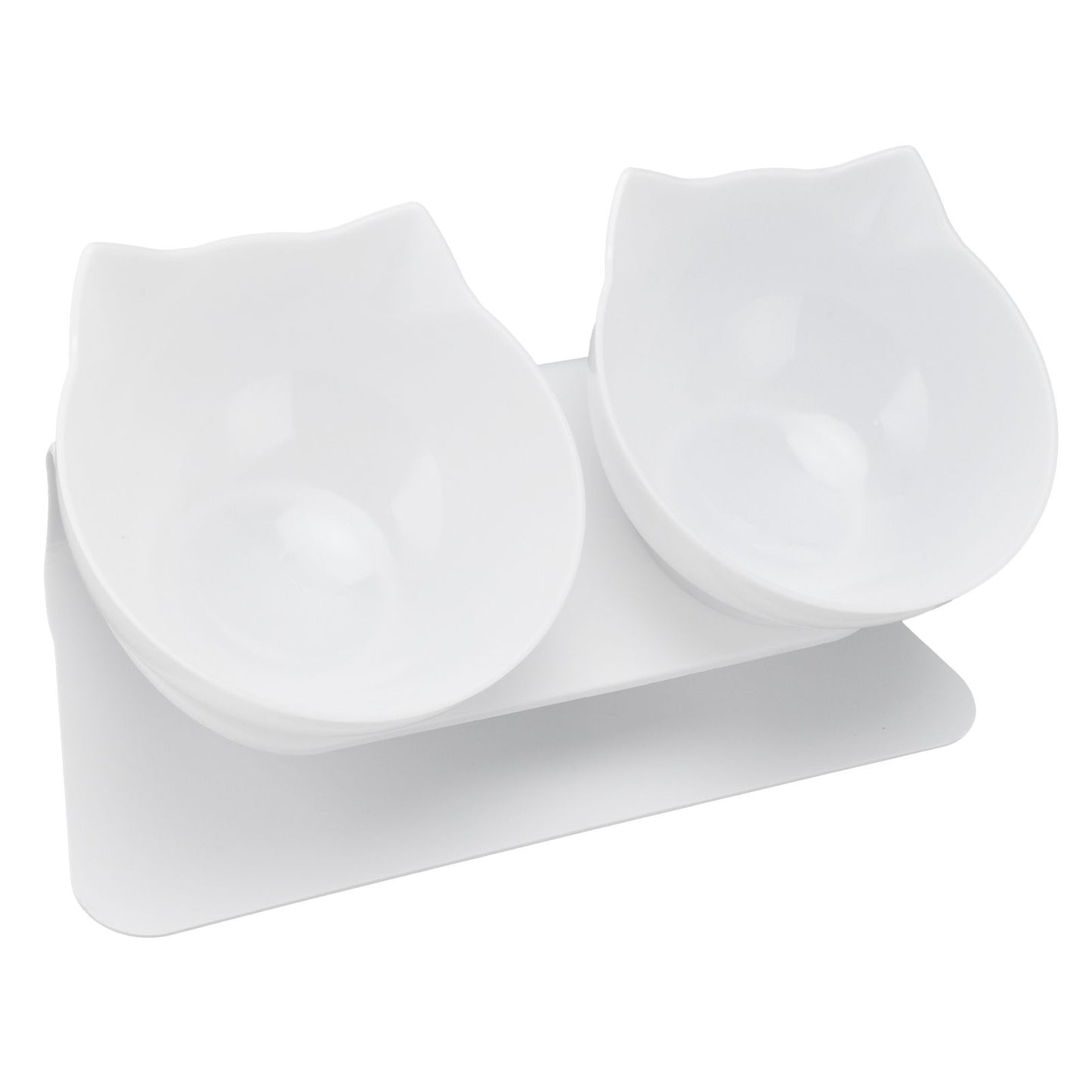 15° Inclined Cat Double Bowl Neck Guard Pet Feeding Bowl for Home Pet Shop Living Room(White Base White Bowl) - view 5