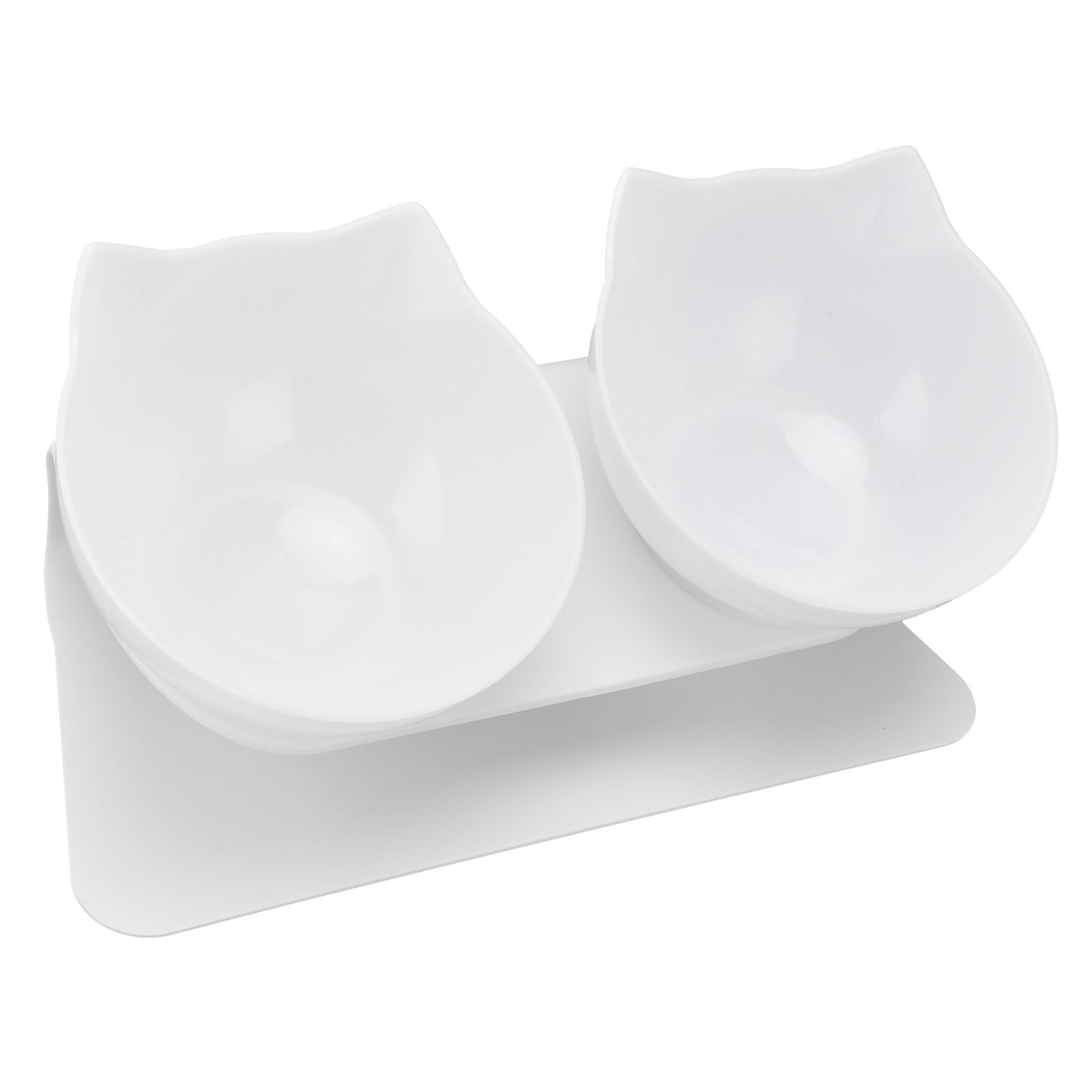 15° Inclined Cat Double Bowl Neck Guard Pet Feeding Bowl for Home Pet Shop Living Room(White Base White Bowl) - view 5