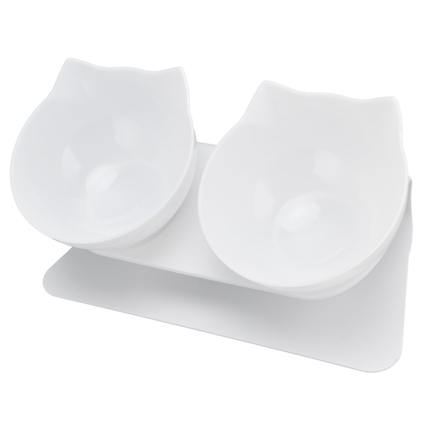 15° Inclined Cat Double Bowl Neck Guard Pet Feeding Bowl for Home Pet Shop Living Room(White Base White Bowl) - view 6
