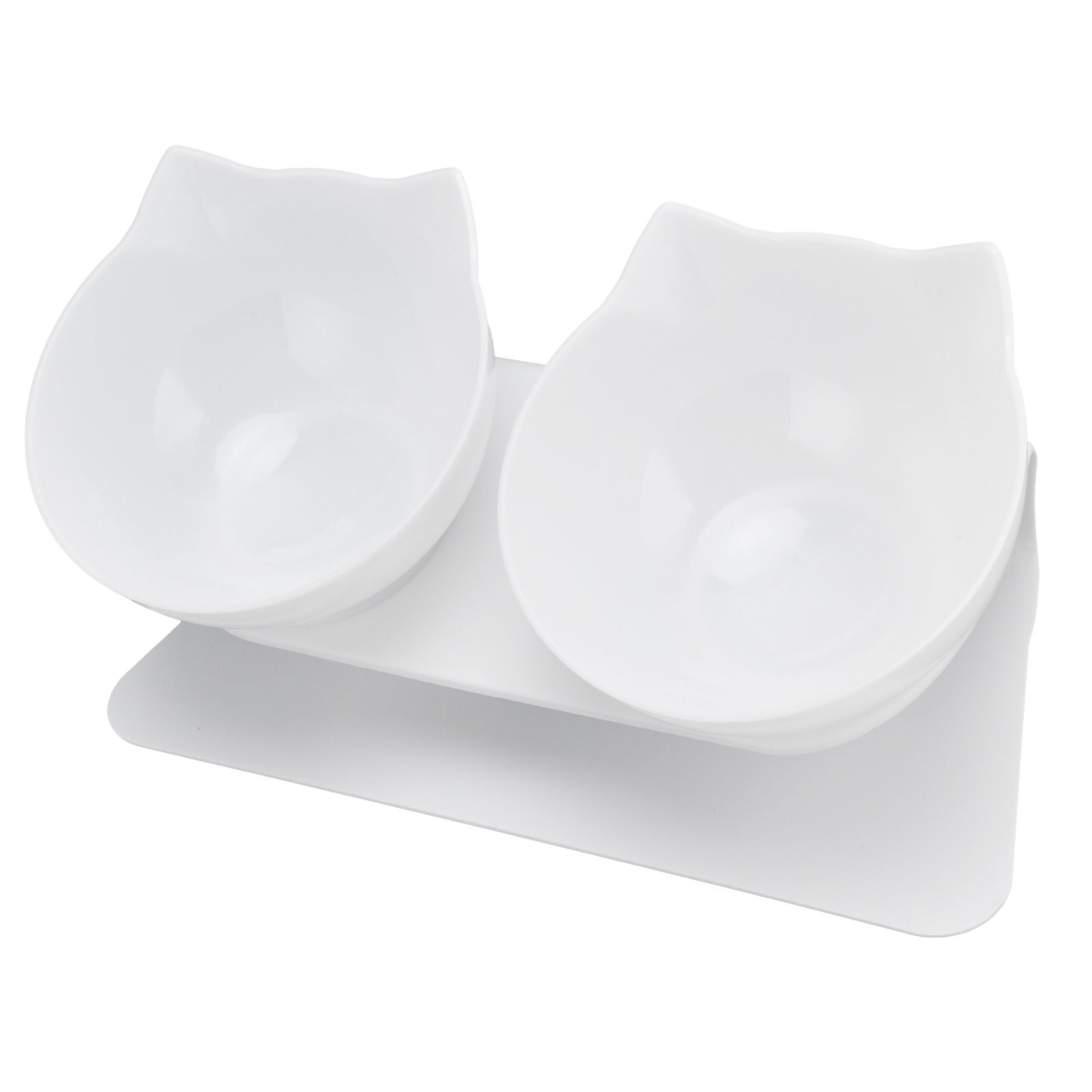 15° Inclined Cat Double Bowl Neck Guard Pet Feeding Bowl for Home Pet Shop Living Room(White Base White Bowl) - view 6