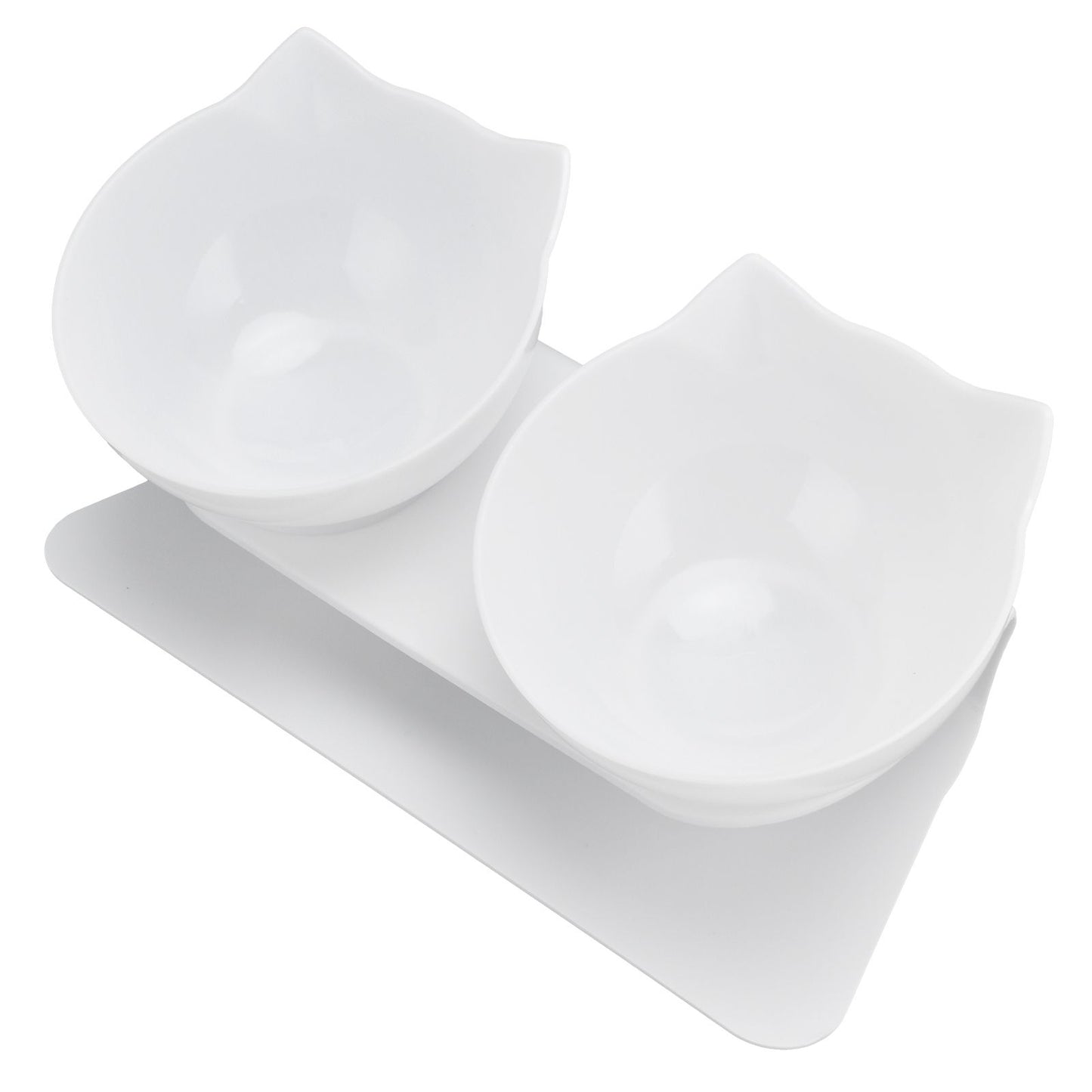 15° Inclined Cat Double Bowl Neck Guard Pet Feeding Bowl for Home Pet Shop Living Room(White Base White Bowl) - view 7