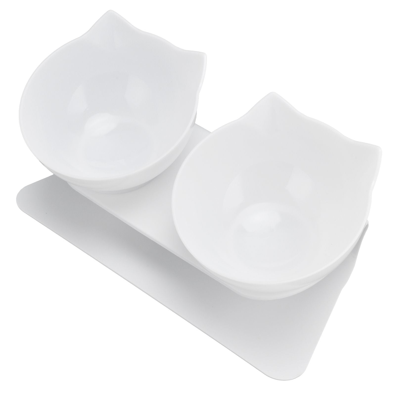 15° Inclined Cat Double Bowl Neck Guard Pet Feeding Bowl for Home Pet Shop Living Room(White Base White Bowl) - view 7