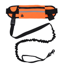 Hands Free Dog Leash Detachable Zipper Bag Reflective Strip Design Hands Free Flexible Waist Dog Leash for Walking Orange