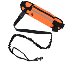 Hands Free Dog Leash Detachable Zipper Bag Reflective Strip Design Hands Free Flexible Waist Dog Leash for Walking Orange - view 2