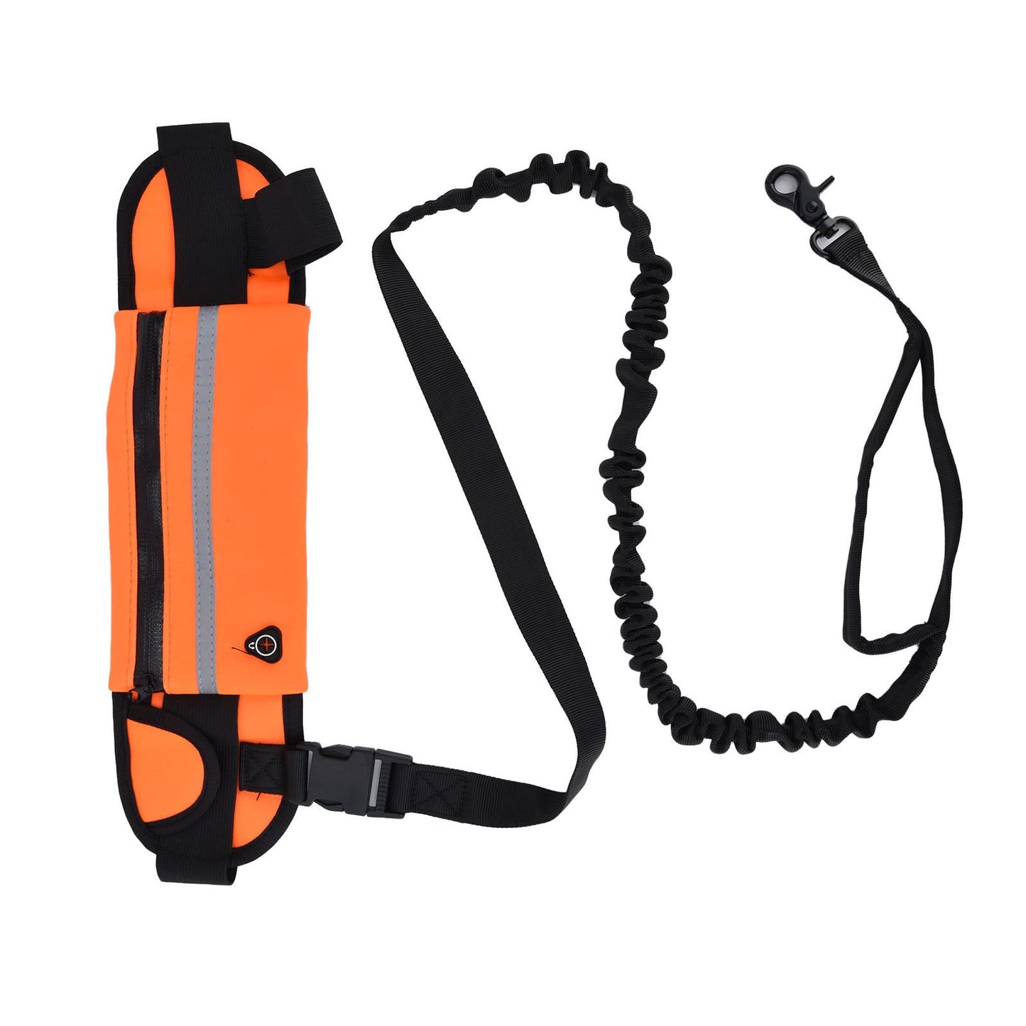 Hands Free Dog Leash Detachable Zipper Bag Reflective Strip Design Hands Free Flexible Waist Dog Leash for Walking Orange - view 3