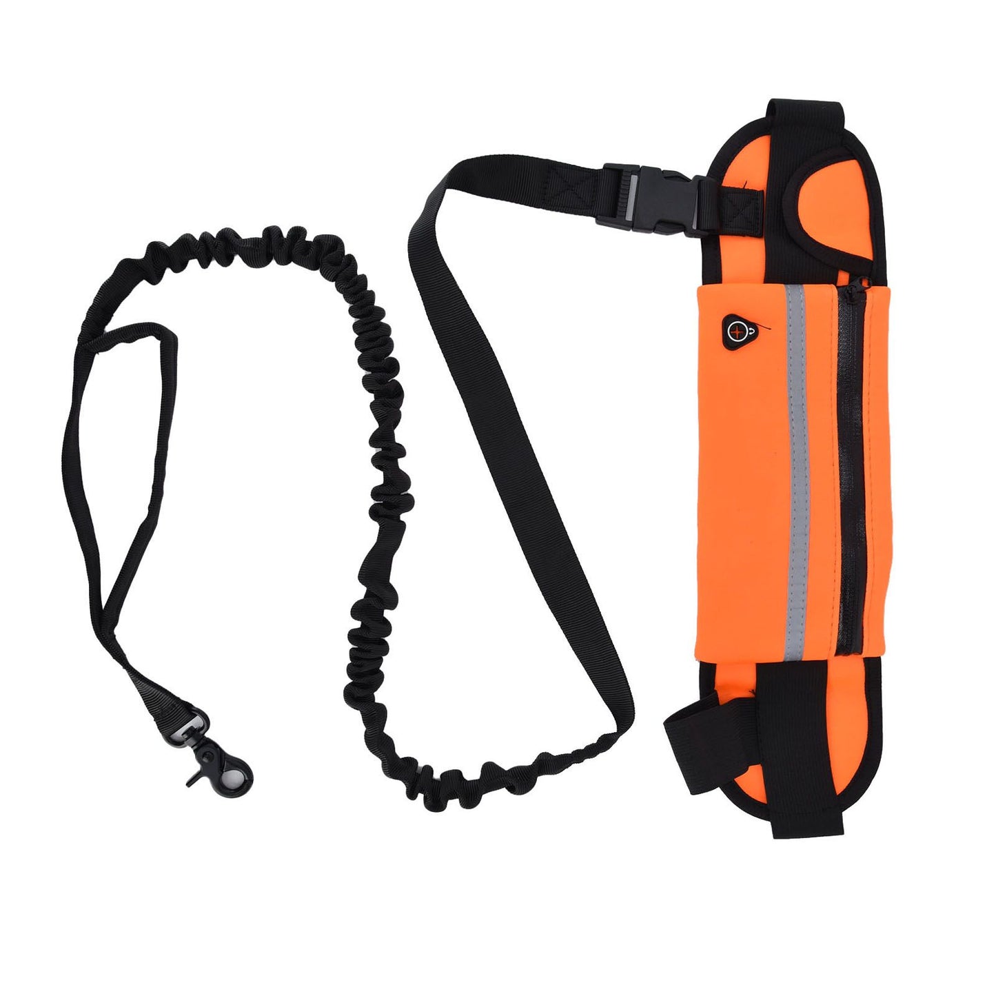 Hands Free Dog Leash Detachable Zipper Bag Reflective Strip Design Hands Free Flexible Waist Dog Leash for Walking Orange - view 4