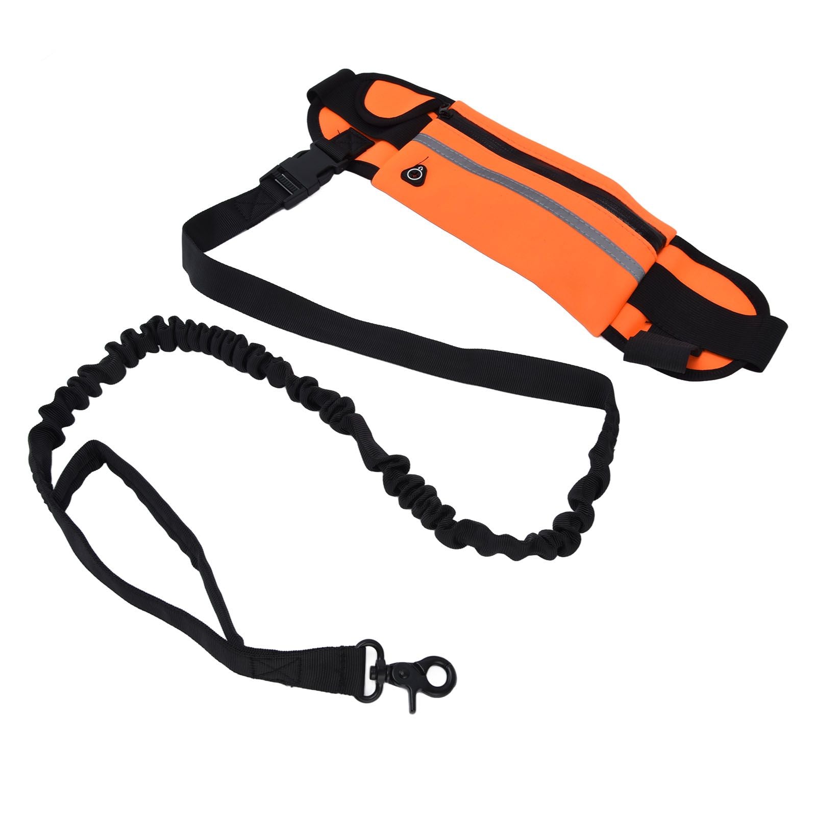 Hands Free Dog Leash Detachable Zipper Bag Reflective Strip Design Hands Free Flexible Waist Dog Leash for Walking Orange - view 6