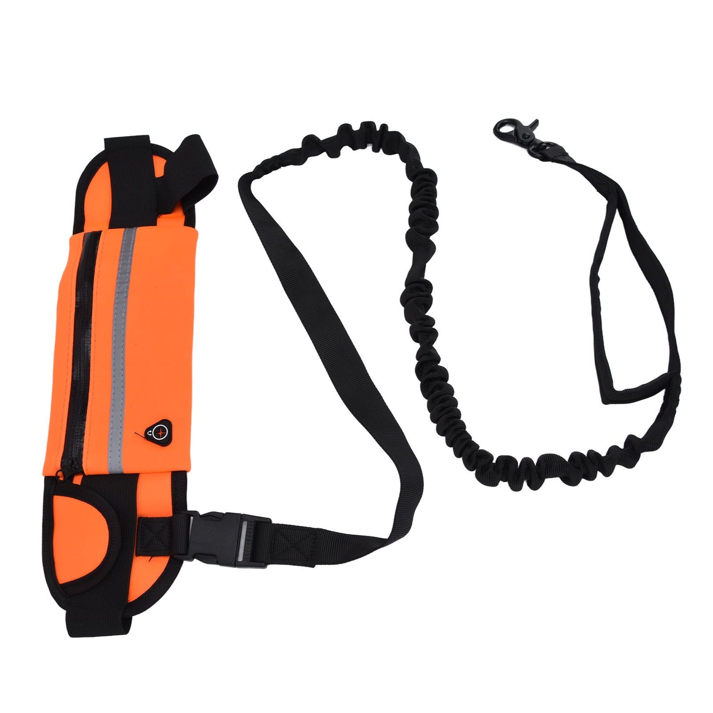 Hands Free Dog Leash Detachable Zipper Bag Reflective Strip Design Hands Free Flexible Waist Dog Leash for Walking Orange - view 7