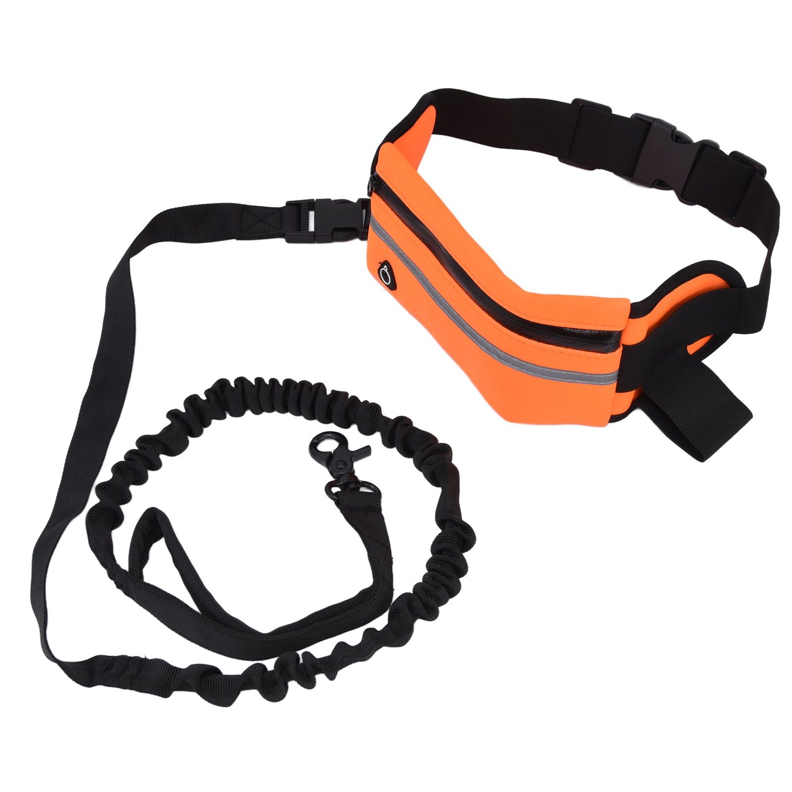 Hands Free Dog Leash Detachable Zipper Bag Reflective Strip Design Hands Free Flexible Waist Dog Leash for Walking Orange - view 8