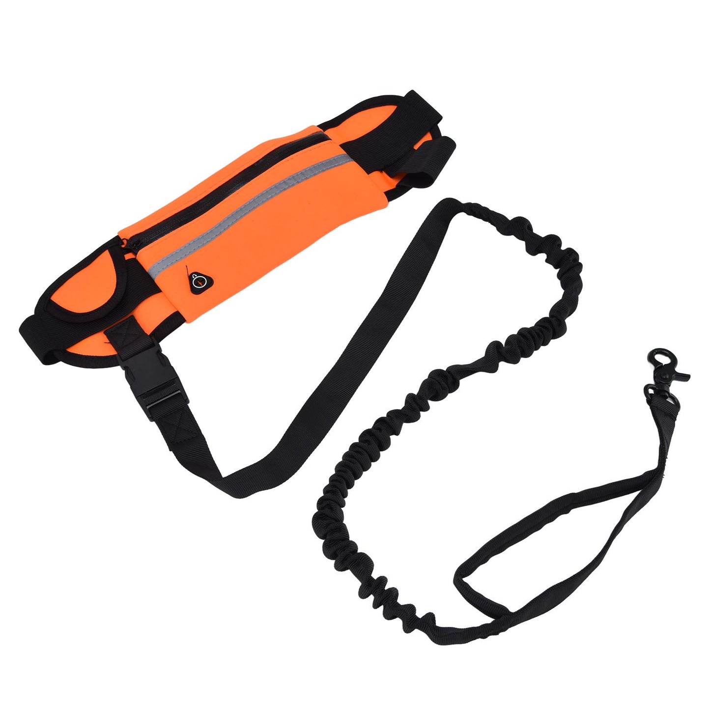 Hands Free Dog Leash Detachable Zipper Bag Reflective Strip Design Hands Free Flexible Waist Dog Leash for Walking Orange - view 9