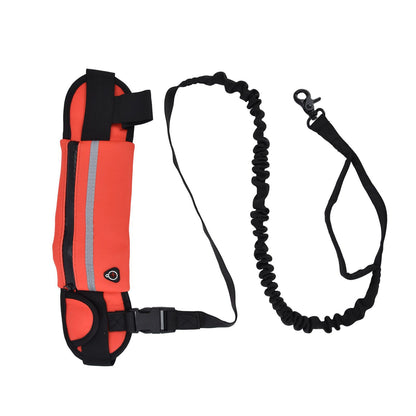 Hands Free Dog Leash Detachable Zipper Bag Reflective Strip Design Hands Free Flexible Waist Dog Leash for WalkingRed - view 3