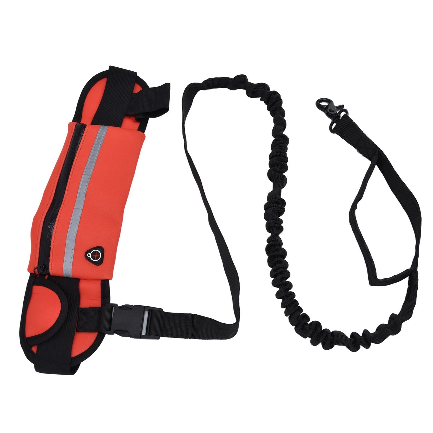 Hands Free Dog Leash Detachable Zipper Bag Reflective Strip Design Hands Free Flexible Waist Dog Leash for WalkingRed - view 4