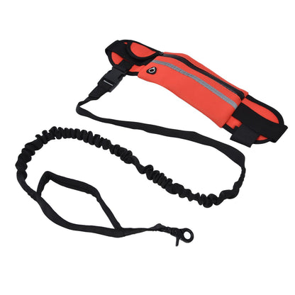 Hands Free Dog Leash Detachable Zipper Bag Reflective Strip Design Hands Free Flexible Waist Dog Leash for WalkingRed - view 6