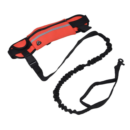Hands Free Dog Leash Detachable Zipper Bag Reflective Strip Design Hands Free Flexible Waist Dog Leash for WalkingRed - view 9