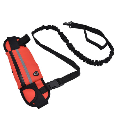 Hands Free Dog Leash Detachable Zipper Bag Reflective Strip Design Hands Free Flexible Waist Dog Leash for WalkingRed - view 10
