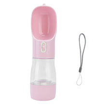 2 in 1 Pet Water Bottle Portable Anti Leakage Dog Food Bottler for Outdoor Traveling Pink