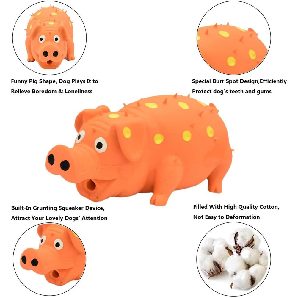Pig Squeaky Dog Toy Interactive Dog Chew Toy Rubber Pig Dog Toy for Small Medium Large Dogs - view 3