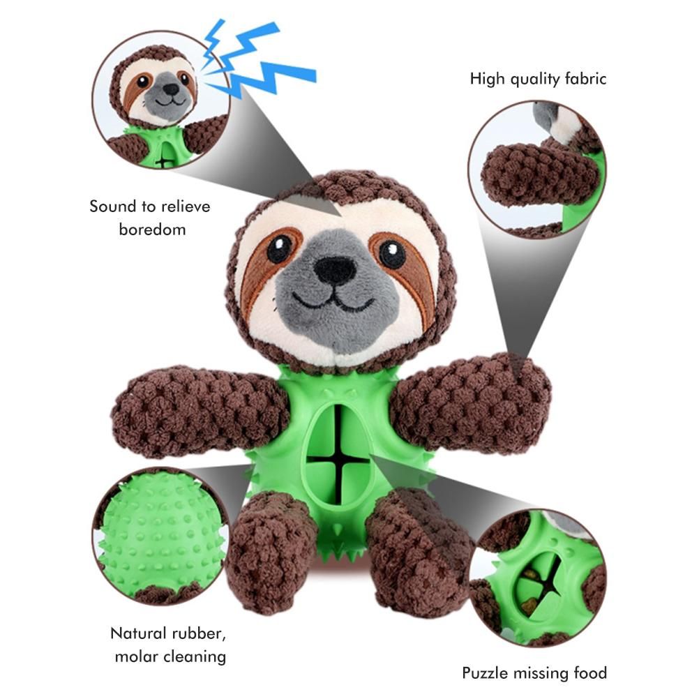 Plush Dog Toys Interactive Dog Puzzle Toys Cute Sloth Teething Chew Squeaky Dog Toys for Small Medium Large Dogs - view 3