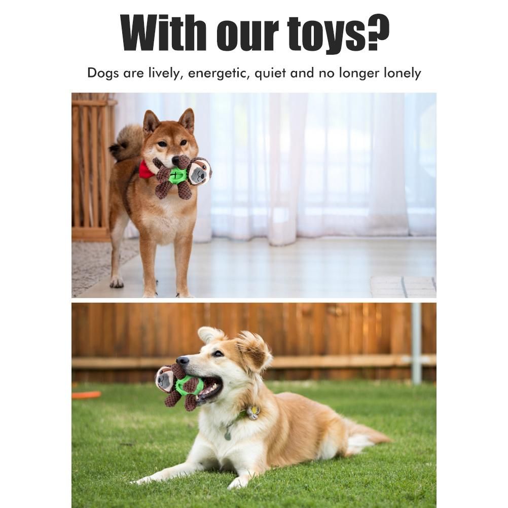 Plush Dog Toys Interactive Dog Puzzle Toys Cute Sloth Teething Chew Squeaky Dog Toys for Small Medium Large Dogs - view 5