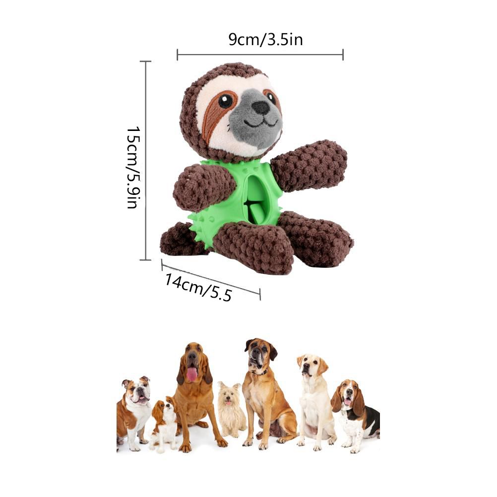 Plush Dog Toys Interactive Dog Puzzle Toys Cute Sloth Teething Chew Squeaky Dog Toys for Small Medium Large Dogs - view 7