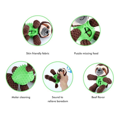 Plush Dog Toys Interactive Dog Puzzle Toys Cute Sloth Teething Chew Squeaky Dog Toys for Small Medium Large Dogs - view 8